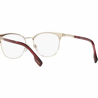 Burberry BE 1355 1319 52 Women's Eyeglasses - Light Gold and Bordeaux Metal Square Frame