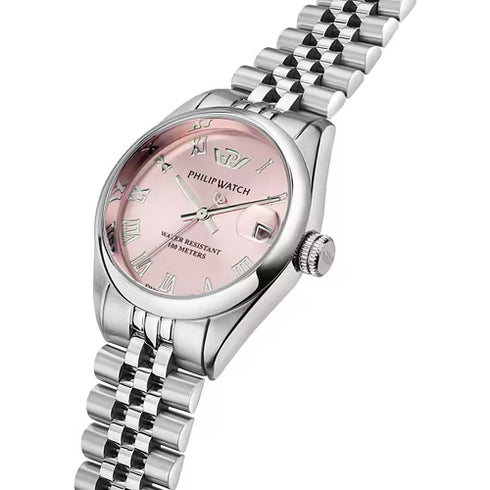 Philip Watch Caribe R8253597622 Damenuhr - Rosa Zifferblatt, Stahlarmband
