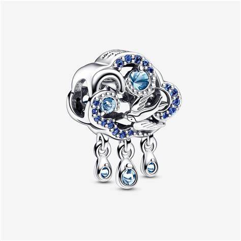 Pandora Encanto Nube y Golondrina 792569C01 - Plata de ley, Cristales artificiales azules