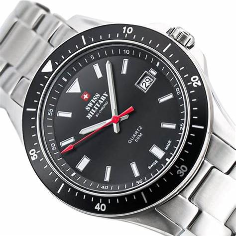 SWISS MILITARYSwiss Military SM34082 - 01 Men's Analog Quartz Watch - Stainless Steel with Black DialWATCHESEcecile