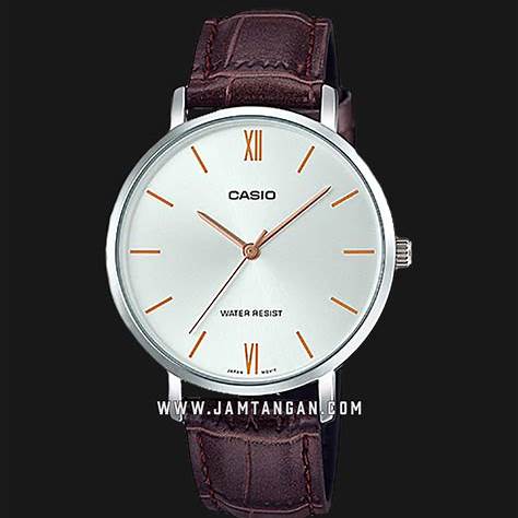 CASIO & VINTAGECasio LTP - VT01L - 7B2UDF Women's Analog Watch – Silver Dial with Brown Leather StrapWATCHESEcecile