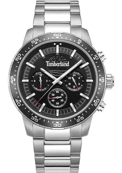TIMBERLANDTimberland Parkman TDWGK0041302 Men's 44mm Black Dial Dual Time Quartz Watch – Silver Stainless Steel BraceletWATCHESEcecile