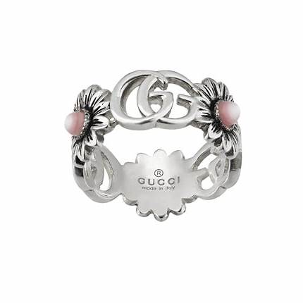 Gucci GG Marmont Anillo de Plata de Ley Rosa Madreperla - Talla 6