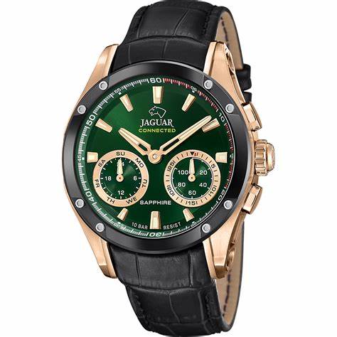Jaguar Connected J959/2 Men's Hybrid Smartwatch – Rose Gold-Tone Stainless Steel, Green Dial