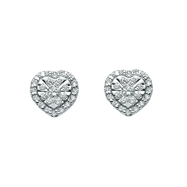 MILUNAMiluna ERD2479 Women's Heart - Shaped Diamond Stud Earrings in 18K White GoldJEWELRYEcecile