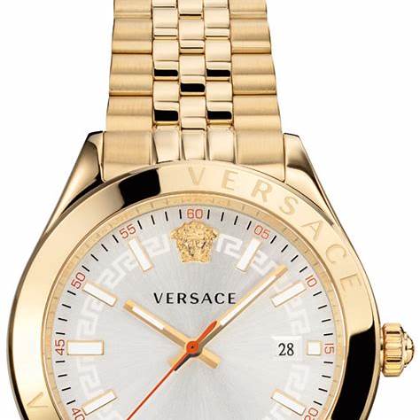 Versace Hellenyium VEVK00720 Herrenuhr - Goldfarbener Edelstahl, silbernes Zifferblatt, 42 mm