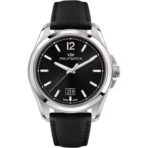 Philip Watch Amalfi R8251218001 Orologio multifunzione da uomo - Quadrante nero, cinturino in pelle nera
