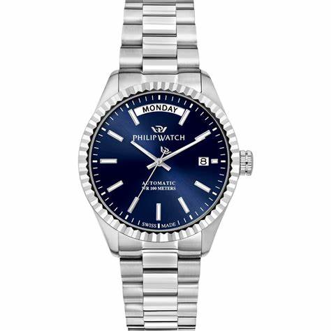 Philip Watch Caribe R8223597109 Orologio automatico da uomo - Acciaio inossidabile 39 mm, quadrante blu