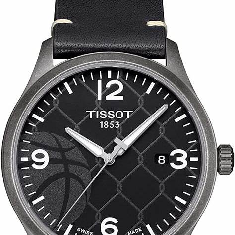 TISSOTTissot Gent XL 3x3 Street Basketball Men's Watch - Black Dial, Antique Steel PVD Case, Black Leather StrapWATCHESEcecile