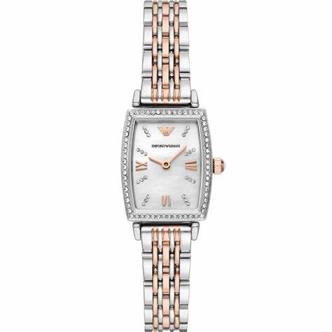 Emporio Armani AR11519 Women’s Two‑Tone Stainless Steel Watch – Square, 26 mm