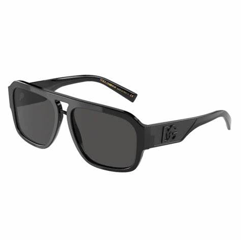 Dolce & Gabbana DG4403 501/87 58 Men's Square Sunglasses - Black Acetate Frame, Gray Lenses