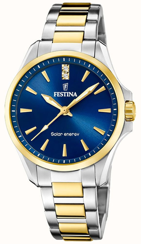 FESTINAFestina F20655/4 Women's Solar Watch – 34mm Two - Tone Steel, Blue DialWATCHESEcecile
