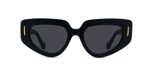 LOEWELoewe Anagram LW40160I 51 mm Cat - Eye Sunglasses – Black Acetate Frame, Grey Lens, Gold Anagram DetailEYEWEAREcecile
