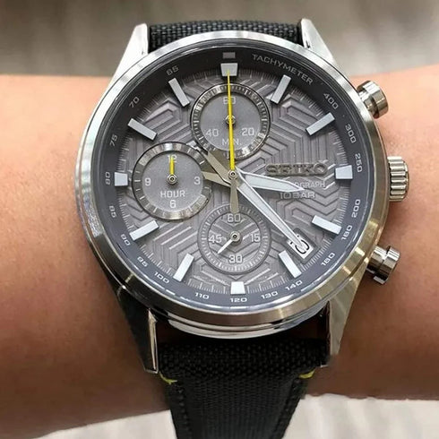 Seiko SSB423P1 Reloj Cronógrafo Cuarzo Hombre - Esfera Gris, Correa Nylon
