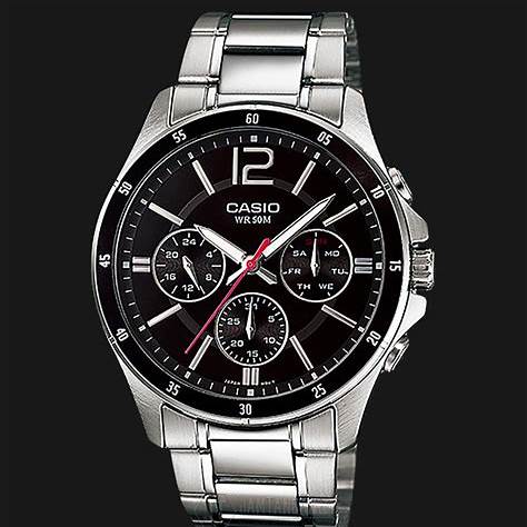CASIO & VINTAGECasio MTP - 1374D - 1A3VDF Men's Stainless Steel Watch – Black DialWATCHESEcecile