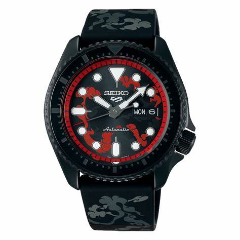 Reloj de hombre Seiko 5 Sports ONE PIECE Luffy Edición Limitada - 42.5mm, caja de acero PVD negro, movimiento automático