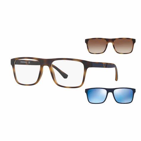 Emporio Armani EA4115 5089/1W 54 Men's Eyeglasses with Two Interchangeable Clip-Ons