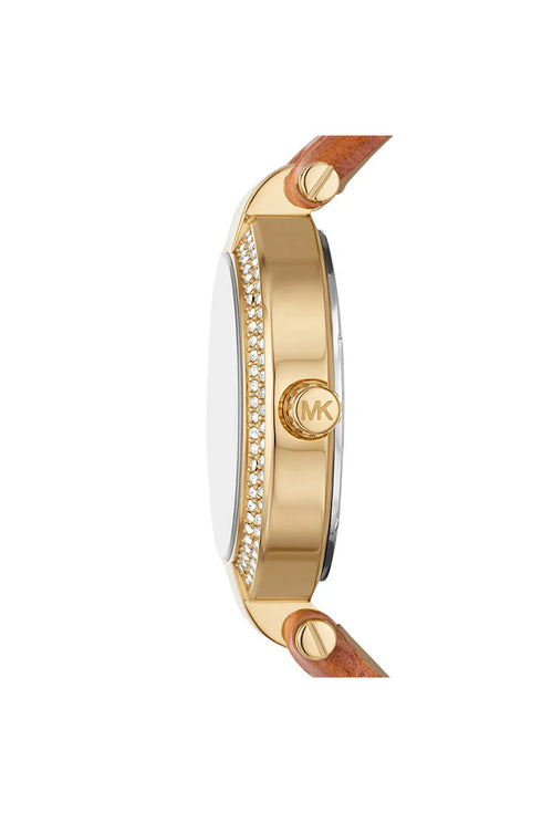 Michael Kors Laney MK2981 Damenuhr - Goldfarbenes Gehäuse, braunes Lederarmband
