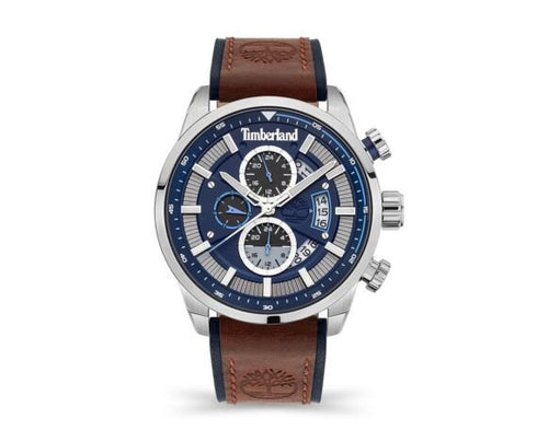 TIMBERLANDTimberland Callahan TDWGF2102602 Men's 46mm Blue Dial Quartz Watch – Brown Leather StrapWATCHESEcecile