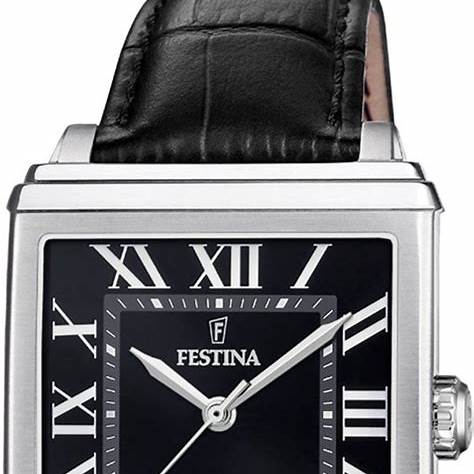 FESTINAFestina Classic F20681/3 Men's Rectangular Watch - Stainless Steel Case, Black Dial, Black Leather StrapWATCHESEcecile