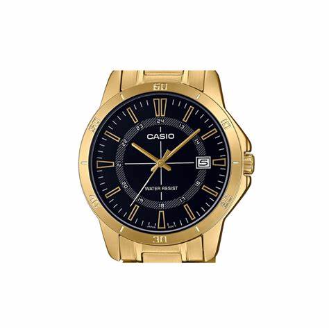 CASIO & VINTAGECasio MTP - V004G - 1CUDF Men's Gold - Tone Analog Watch – Black DialWATCHESEcecile