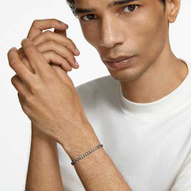 Swarovski 5514655 Pulsera Tenis Deluxe - Cristales grises, baño de rutenio, 16,5 cm