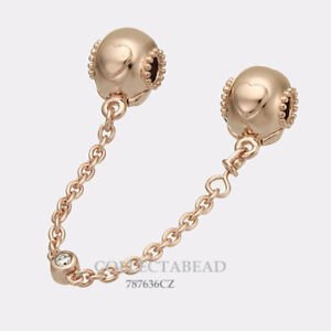 PANDORAPandora 787636CZ - 05 Rose Gold Embossed Hearts Safety Chain - 5cmBIJOUXEcecile