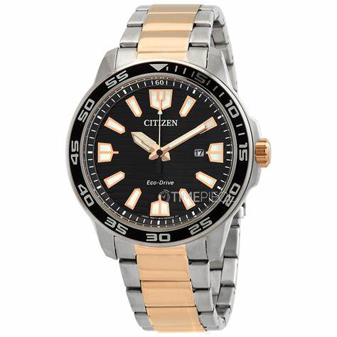 Reloj Citizen AW1524-84E Eco-Drive para hombre - 46 mm, esfera negra, brazalete bicolor de acero inoxidable