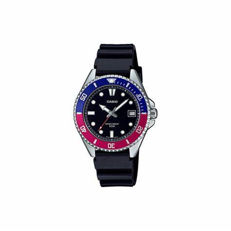 Orologio analogico da uomo Casio MDV-10-1A2VEF, quadrante nero, cinturino in resina nero