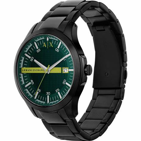 Armani Exchange AX2450 Men's Watch - Black Stainless Steel Bracelet, Green Dial