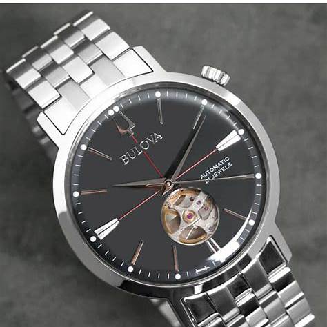 Bulova Classic Aerojet 96A199 Reloj Automático Hombre - 41mm Caja Acero Inoxidable, Esfera Negra, Brazalete Acero Inoxidable