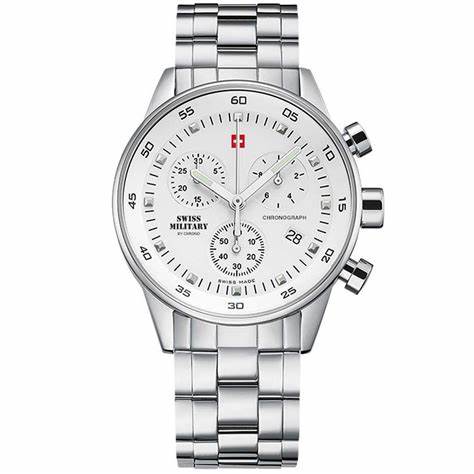 SWISS MILITARYSwiss Military by Chrono 34005.02 Women's Chronograph Watch, White Dial, Stainless Steel BraceletWATCHESEcecile