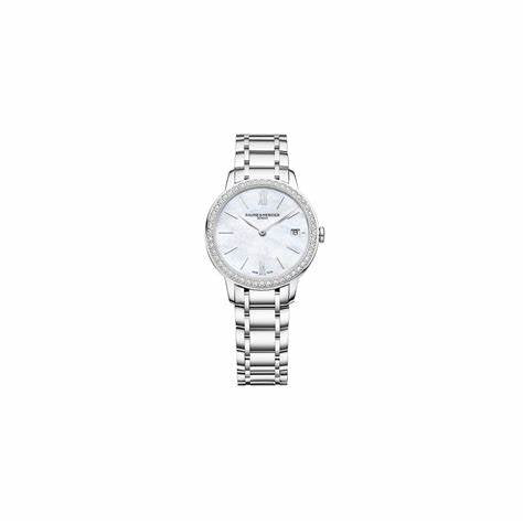 Baume & Mercier Classima 10478 Reloj Cuarzo Mujer - 31mm Esfera Nacarada, Bisel Diamante, Pulsera Acero
