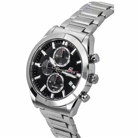 Casio Edifice EFB-710D-1AVUEF Herren-Edelstahl-Chronographenuhr mit schwarzem Zifferblatt