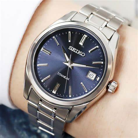 SEIKOSeiko SUR373P1 Men's Titanium Quartz Watch, Blue Dial, Titanium BraceletWATCHESEcecile