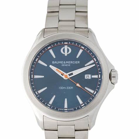 Baume & Mercier Clifton Club MOA10413 Orologio al quarzo da uomo - Quadrante blu 42 mm, bracciale in acciaio inossidabile