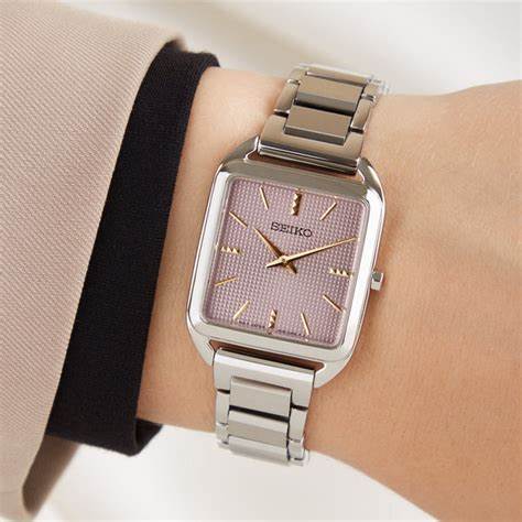 Orologio al quarzo Seiko SWR077P1 da donna, quadrante rosa, bracciale in acciaio inossidabile