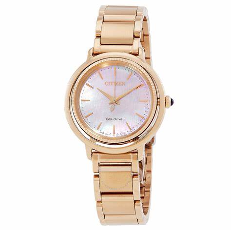 Reloj Citizen L EM1103-86Y Eco-Drive para mujer - 31mm esfera nacarada, brazalete de acero inoxidable tono oro rosa