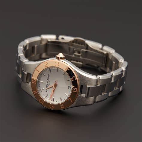 Orologio al quarzo da donna Baume & Mercier Linea 10079, quadrante argento, bracciale in acciaio inossidabile bicolore