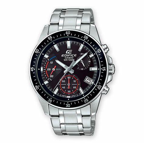 Casio Edifice EFV-540D-1AVUEF Reloj cronógrafo de acero inoxidable para hombre con esfera negra