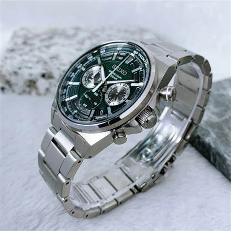 SEIKOSeiko SSB405P1 Men's Chronograph Watch, Green Dial, Stainless Steel BraceletWATCHESEcecile