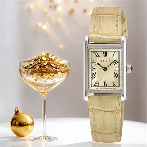 SEIKOSeiko SWR095P1 Women's Quartz Watch, Ivory Dial, Beige Leather StrapWATCHESEcecile