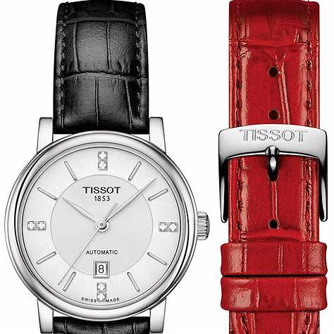 Tissot Carson Premium Automatic Lady T122.207.16.036.01 Orologio da donna, quadrante argento, cinturino in pelle nera