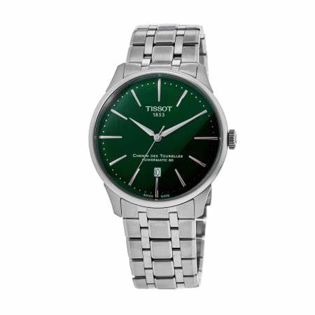 Tissot Chemin des Tourelles Powermatic 80 T139.407.11.091.00 Men's Automatic Watch, Green Dial, Stainless Steel Bracelet