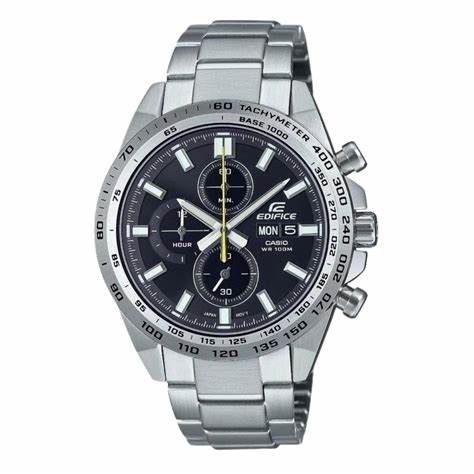 Casio Edifice EFR-574D-1AVUEF Herren-Edelstahl-Chronographenuhr mit schwarzem Zifferblatt