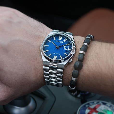Citizen NJ0151-88L Reloj automático Tsuyosa para hombre, esfera azul, brazalete de acero inoxidable
