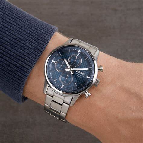 SEIKOSeiko SSB387P1 Men's Titanium Chronograph Watch, Blue Dial, Titanium BraceletWATCHESEcecile