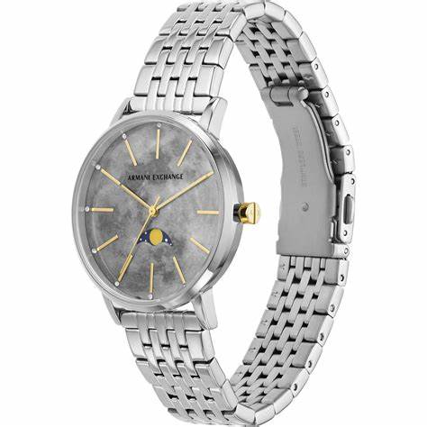Armani Exchange AX5585 Women's Lola Moonphase Silver-Tone Stainless Steel Watch