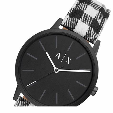 Armani Exchange AX2729 Men's Watch - Black Dial, Checkered Strap