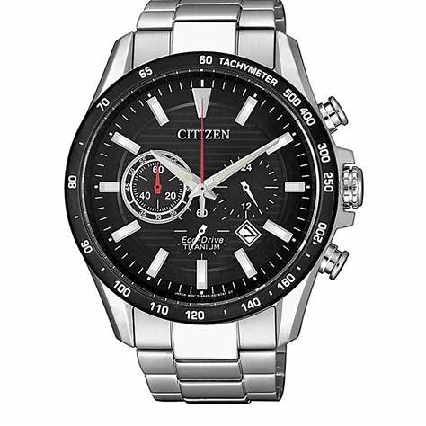 Citizen CA4444-82E Reloj cronógrafo Eco-Drive para hombre, esfera negra, brazalete Super Titanium